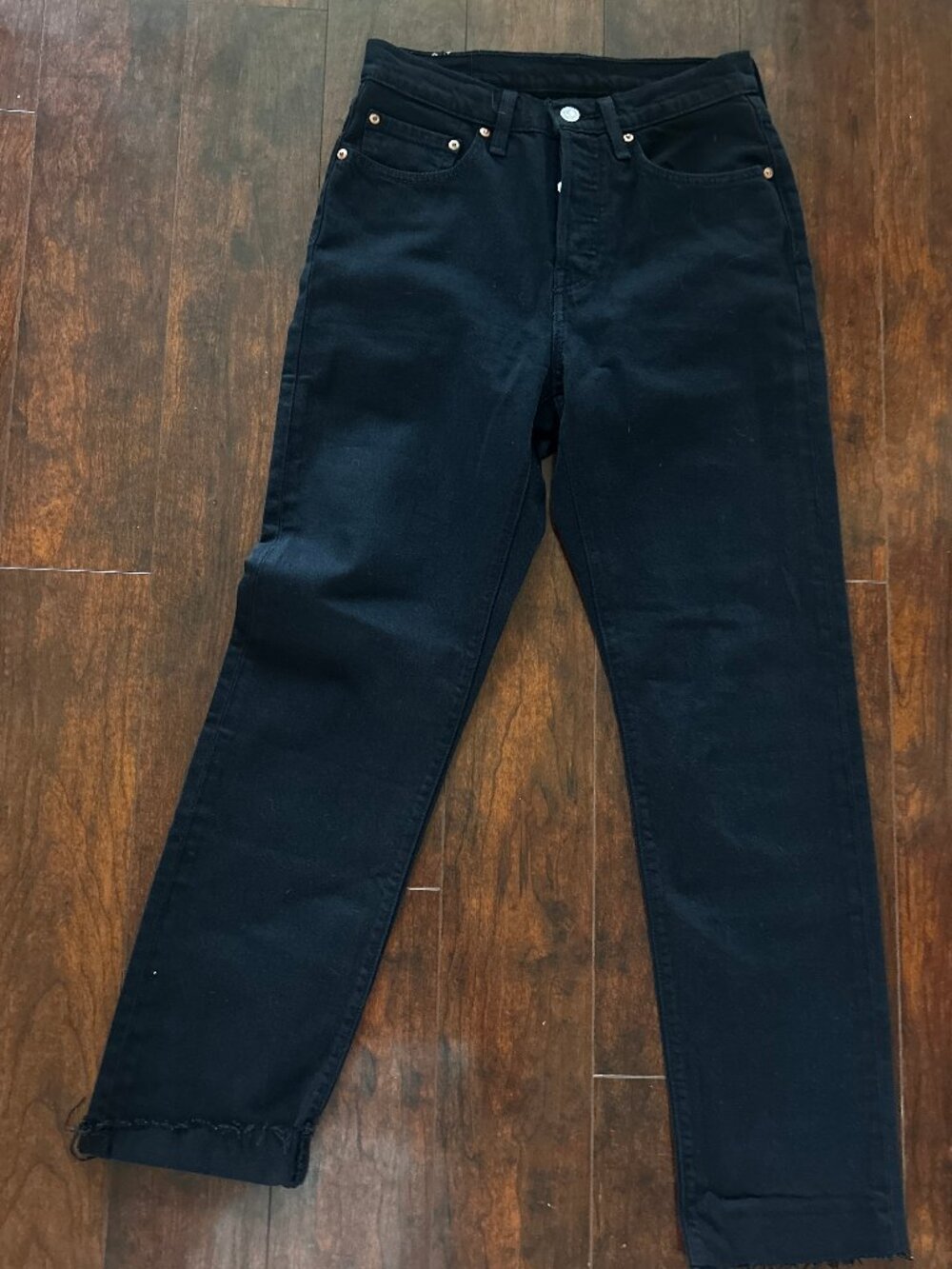 Levis 501 Black Jeans W27 L30 Raw Hem